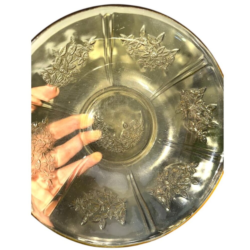Vintage Yellow Federal Depression Glass Sharon Rose Bowl